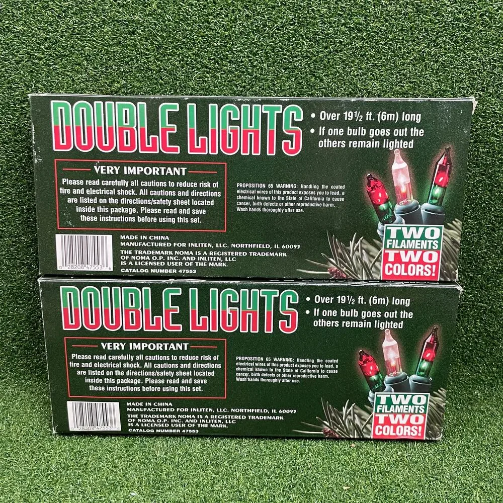 Vintage NOMA Double Lights Indoor Outdoor Red Green 19.5 Ft Set